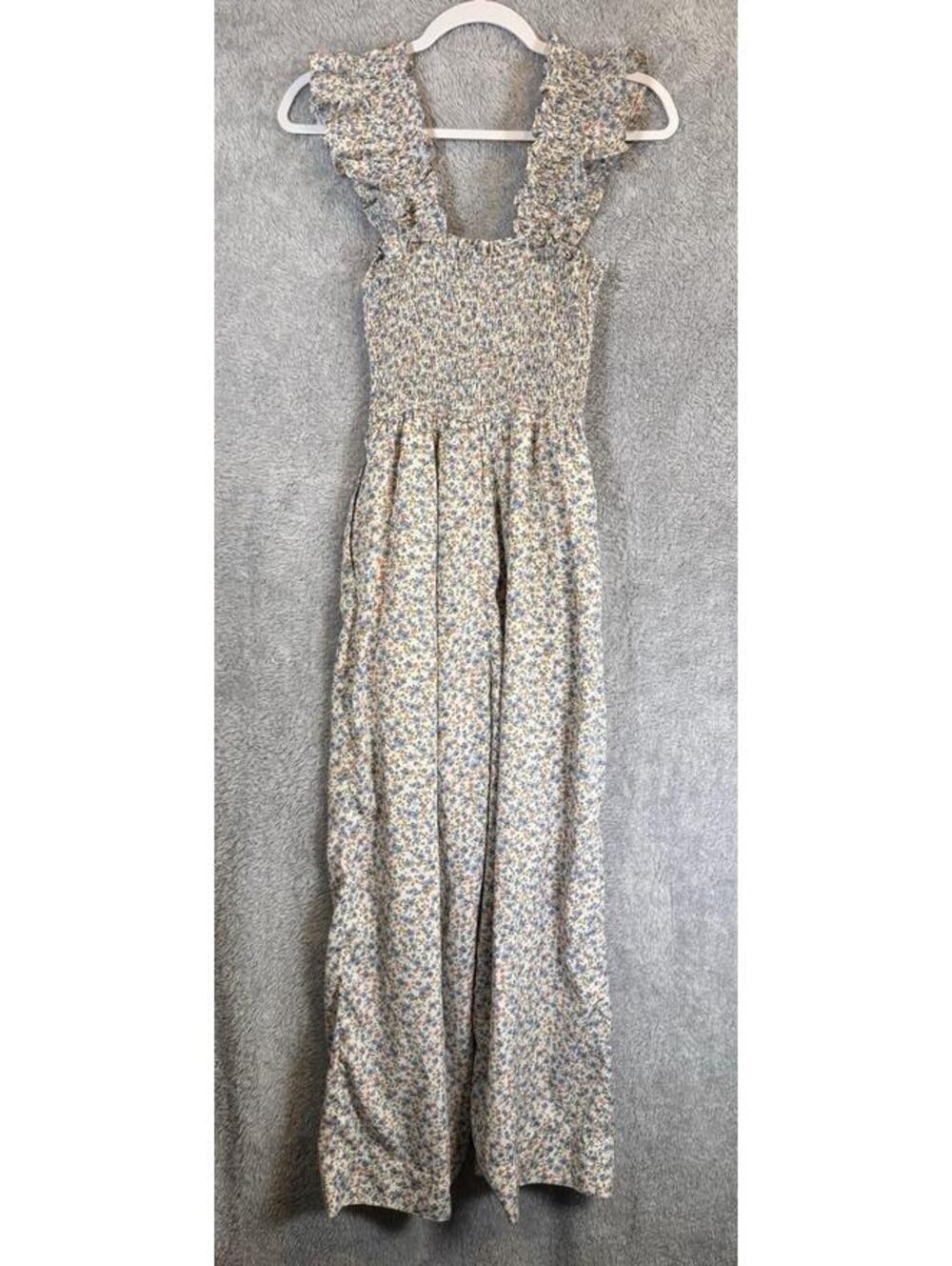 FORE Collection Floral Jumpsuit Smocked Ruffle Wide Leg Ditsy Print Size Small